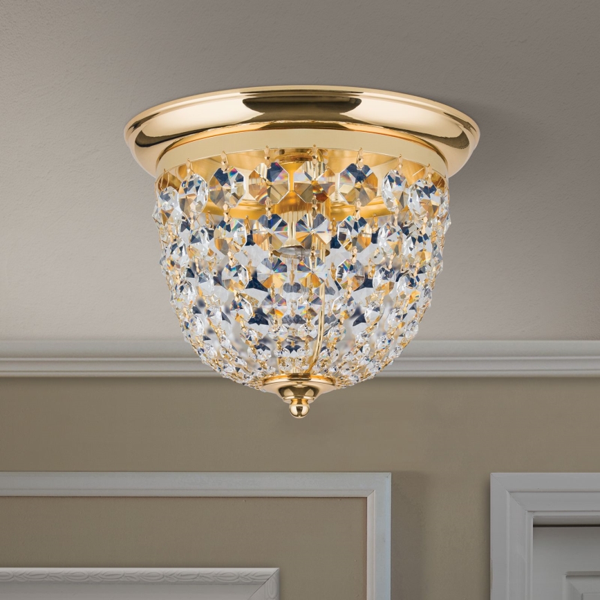 Kristall-Deckenleuchte PLAFOND 1xE27/40W/230V d 26 cm golden