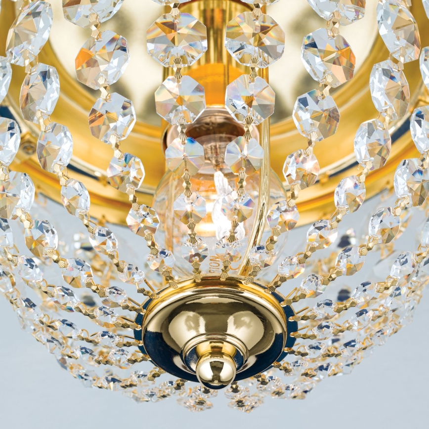 Kristall-Deckenleuchte PLAFOND 1xE27/40W/230V d 26 cm golden