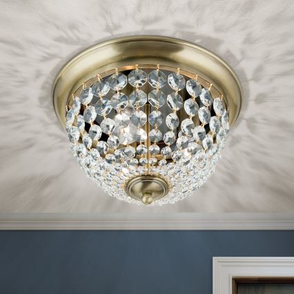 Kristall-Deckenleuchte PLAFOND 3xE27/40W/230V d 35 cm bronzen