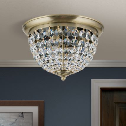 Kristall-Deckenleuchte PLAFOND 3xE27/40W/230V d 35 cm bronzen