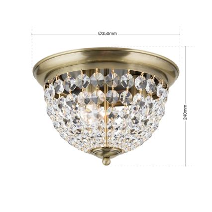 Kristall-Deckenleuchte PLAFOND 3xE27/40W/230V d 35 cm bronzen