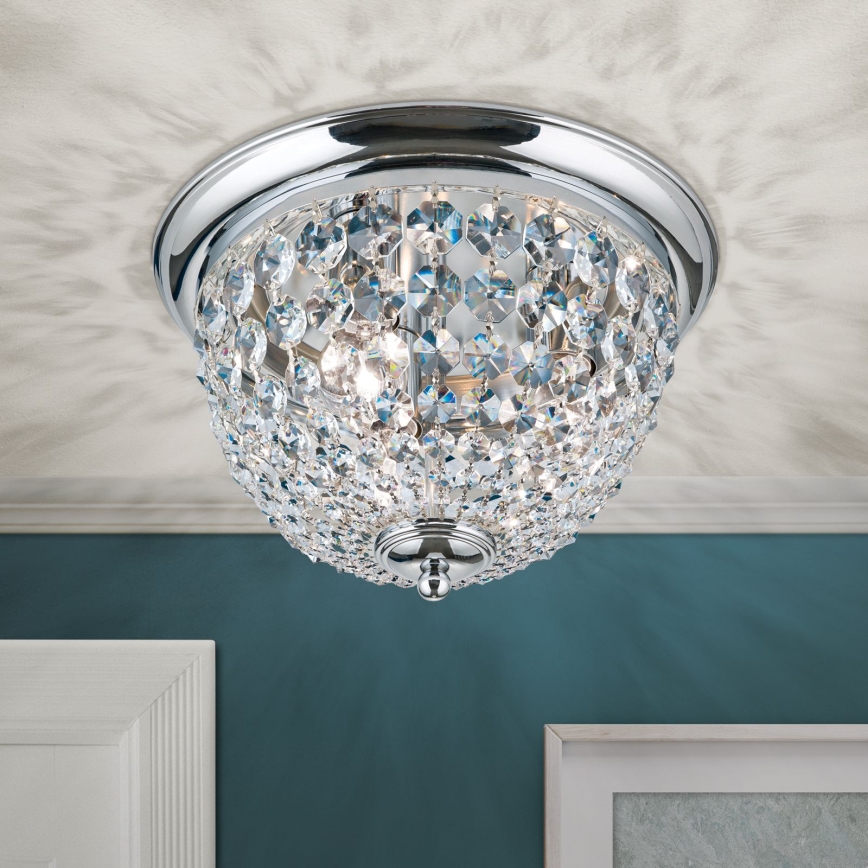 Kristall-Deckenleuchte PLAFOND 3xE27/40W/230V d 35 cm glänzendes Chrom