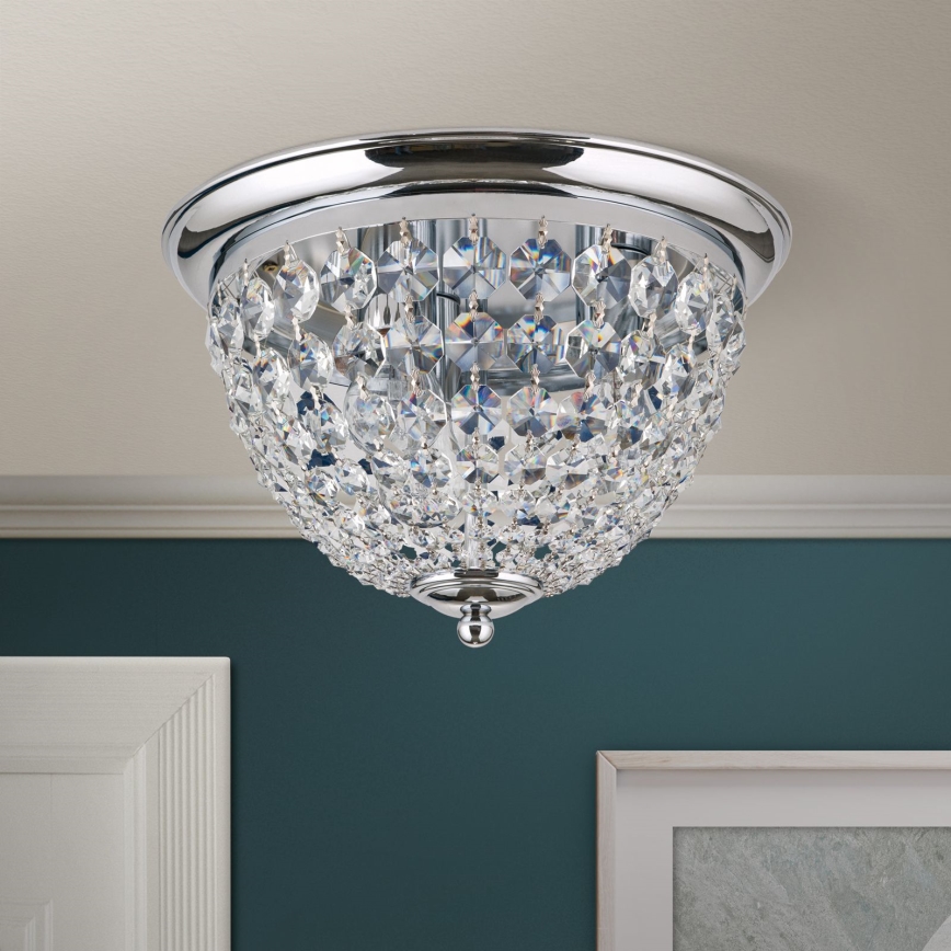 Kristall-Deckenleuchte PLAFOND 3xE27/40W/230V d 35 cm glänzendes Chrom