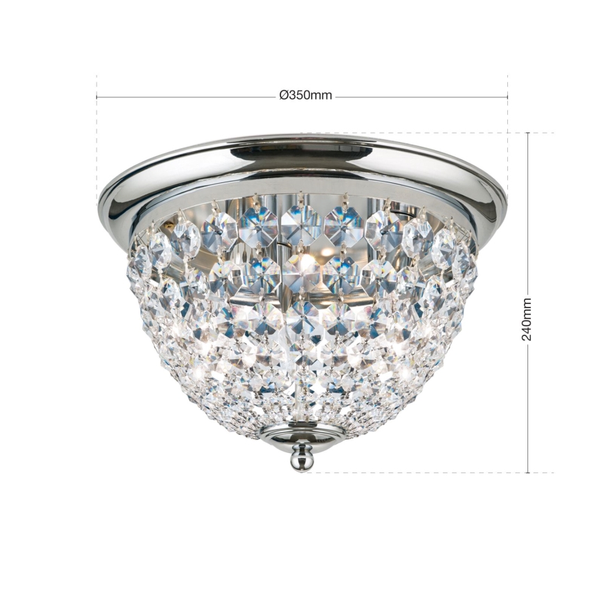 Kristall-Deckenleuchte PLAFOND 3xE27/40W/230V d 35 cm glänzendes Chrom