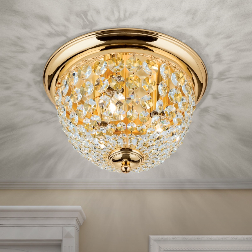 Kristall-Deckenleuchte PLAFOND 3xE27/40W/230V d 35 cm golden