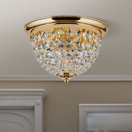 Kristall-Deckenleuchte PLAFOND 3xE27/40W/230V d 35 cm golden