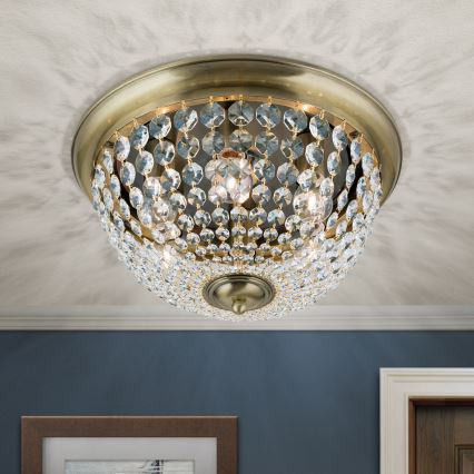Kristall-Deckenleuchte PLAFOND 6xE27/40W/230V d 47 cm bronzen
