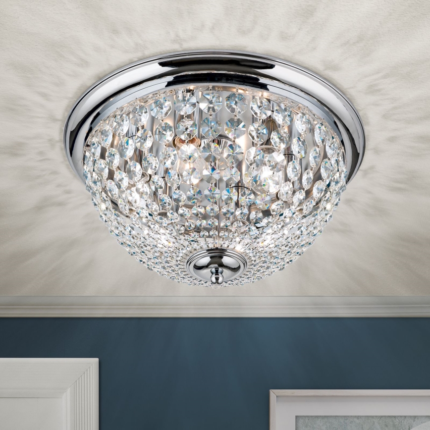Kristall-Deckenleuchte PLAFOND 6xE27/40W/230V d 47 cm glänzendes Chrom