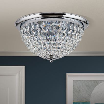 Kristall-Deckenleuchte PLAFOND 6xE27/40W/230V d 47 cm glänzendes Chrom