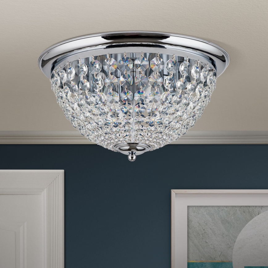 Kristall-Deckenleuchte PLAFOND 6xE27/40W/230V d 47 cm glänzendes Chrom