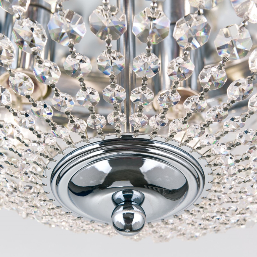 Kristall-Deckenleuchte PLAFOND 6xE27/40W/230V d 47 cm glänzendes Chrom