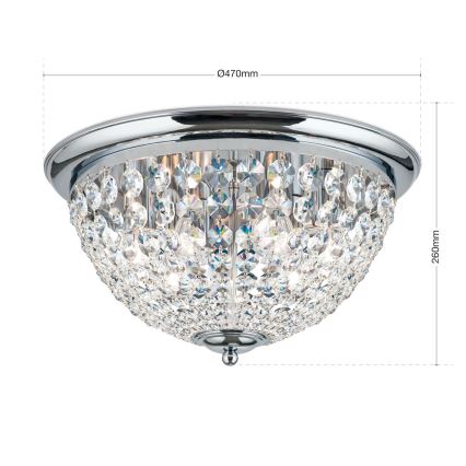Kristall-Deckenleuchte PLAFOND 6xE27/40W/230V d 47 cm glänzendes Chrom