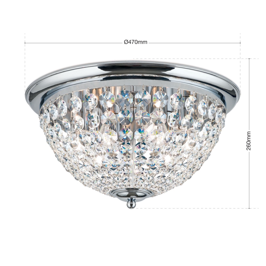 Kristall-Deckenleuchte PLAFOND 6xE27/40W/230V d 47 cm glänzendes Chrom
