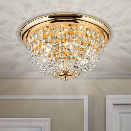 Kristall-Deckenleuchte PLAFOND 6xE27/40W/230V d 47 cm golden