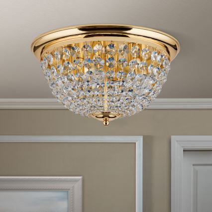 Kristall-Deckenleuchte PLAFOND 6xE27/40W/230V d 47 cm golden