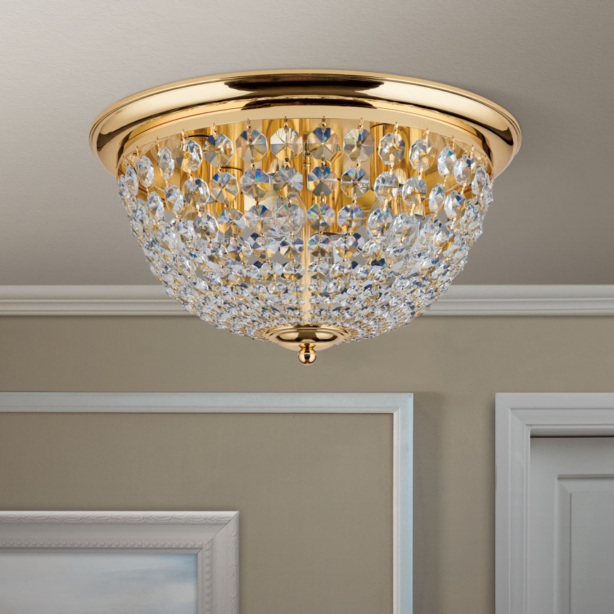 Kristall-Deckenleuchte PLAFOND 6xE27/40W/230V d 47 cm golden