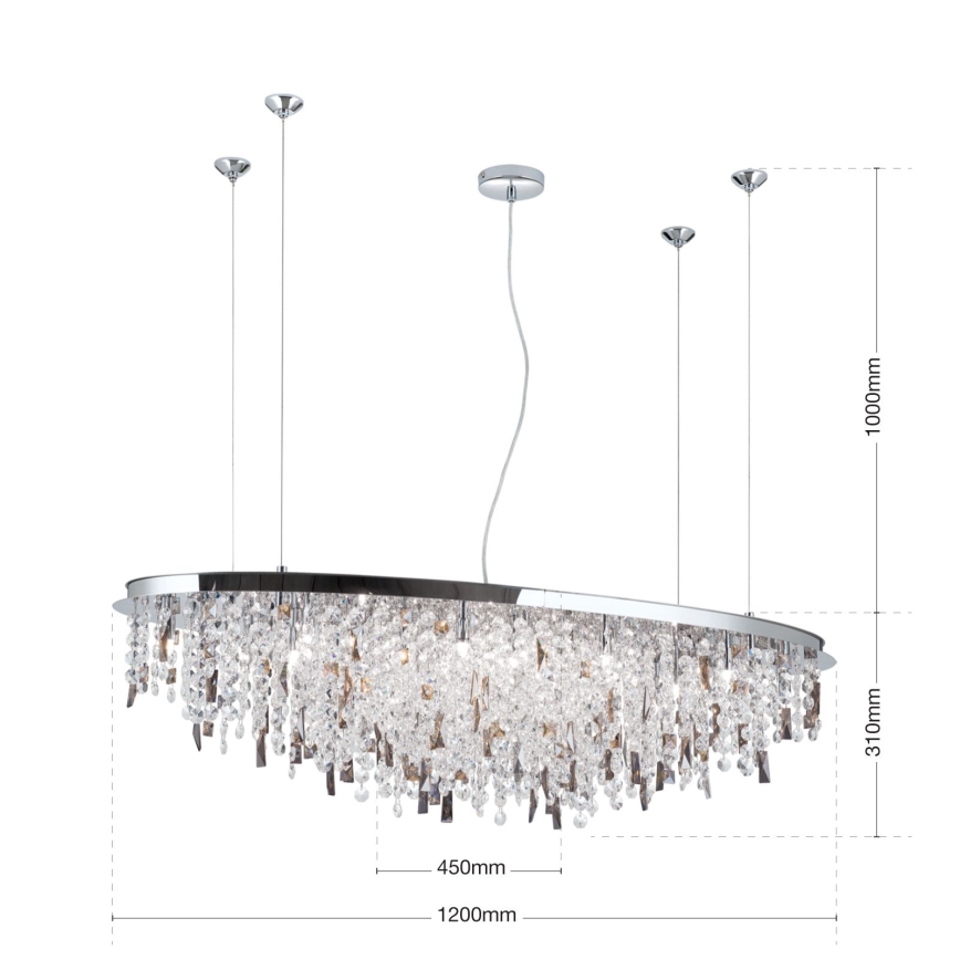 Kristall-Kronleuchter an Aufhängung CRYSTALRIVER 21xG9/40W/230V glänzendes Chrom