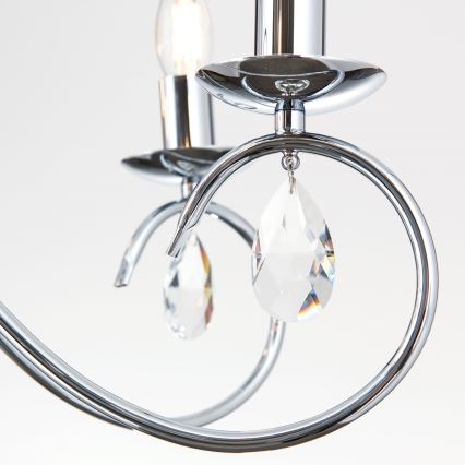 Kristall-Kronleuchter an Kette ALESSIA 5xE14/40W/230V glänzendes Chrom