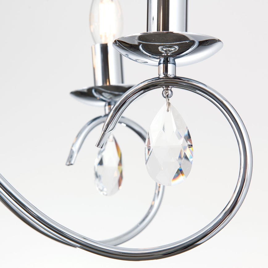 Kristall-Kronleuchter an Kette ALESSIA 5xE14/40W/230V glänzendes Chrom