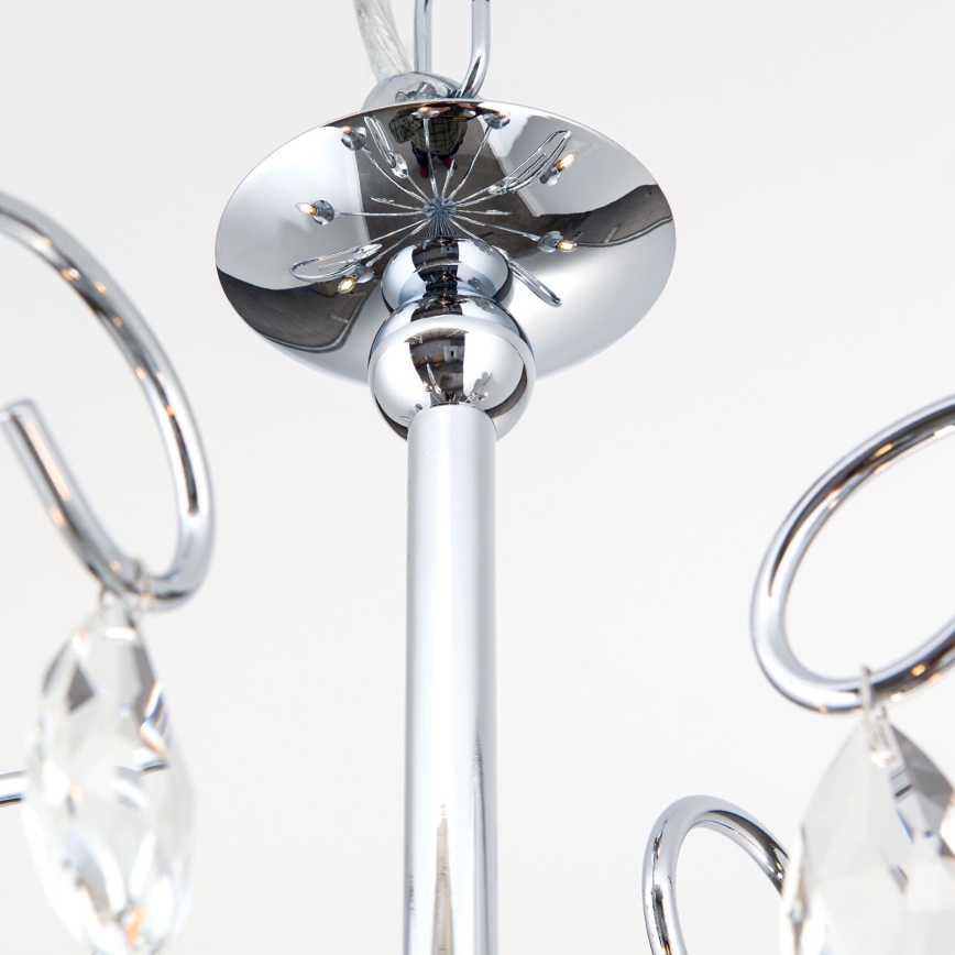Kristall-Kronleuchter an Kette ALESSIA 5xE14/40W/230V glänzendes Chrom