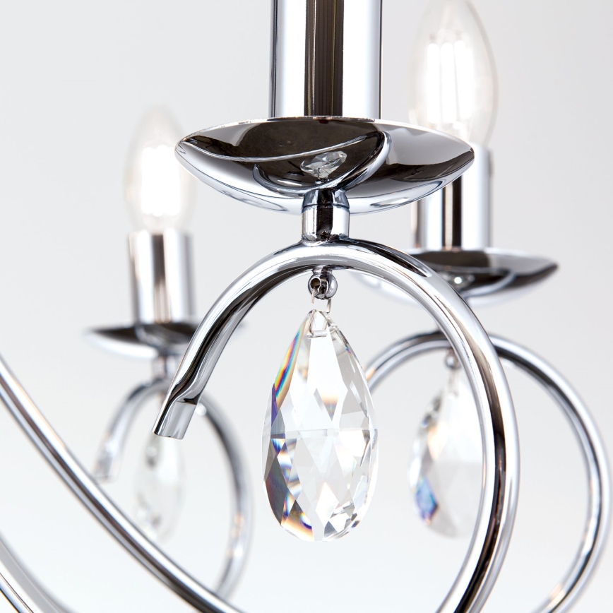 Kristall-Kronleuchter an Kette ALESSIA 8xE14/40W/230V glänzendes Chrom