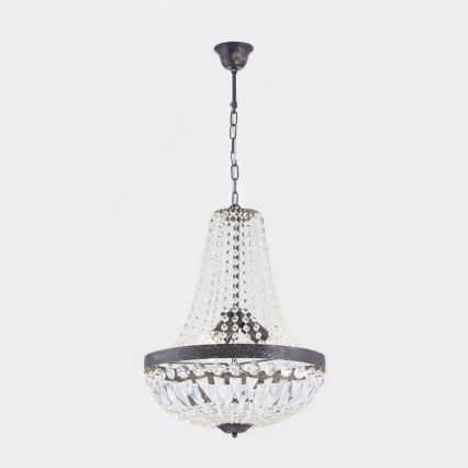 Kristall-Kronleuchter an Kette ARILA 3xE27/60W/230V d 40 cm braun/Patina