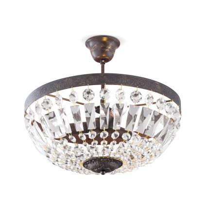 Kristall-Kronleuchter an Stange ARILA 3xE14/40W/230V d 40 cm braun/Patina