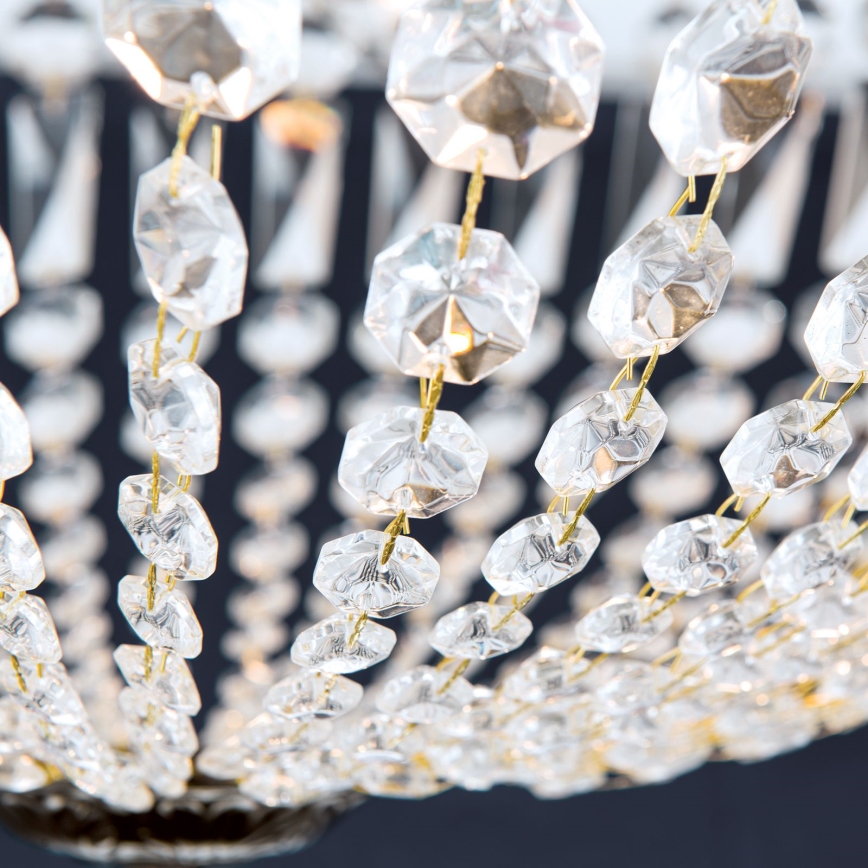 Kristall-Kronleuchter an Stange ARILA 6xE27/60W/230V d 60 cm braun/Patina