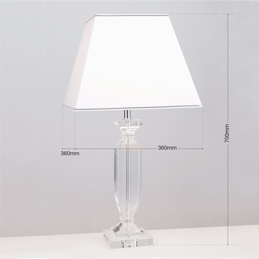 Kristall-Tischleuchte POKAL 1xE27/60W/230V weiß/klar
