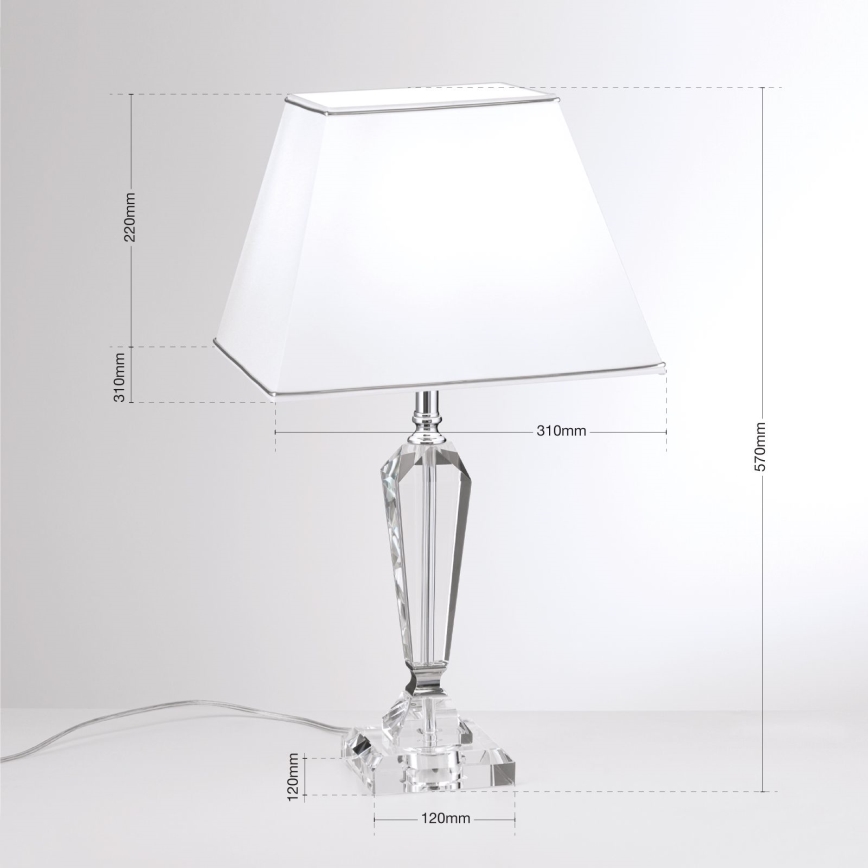 Kristall-Tischleuchte VERONIQUE 1xE27/60W/230V weiß/klar
