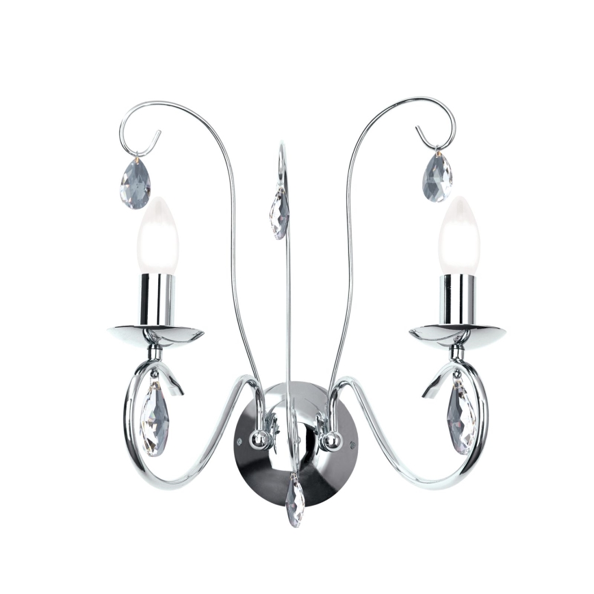 Kristall-Wandleuchte ALESSIA 2xE14/40W/230V glänzendes Chrom