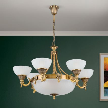 Kronleuchter an Kette ROCCA 9xE27/60W/230V d 75 cm bronzen/weiß