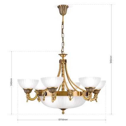 Kronleuchter an Kette ROCCA 9xE27/60W/230V d 75 cm bronzen/weiß