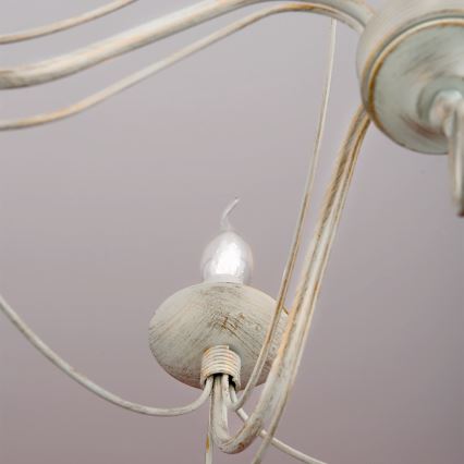 Kronleuchter an Kette VELA 5xE14/40W/230V d 60 cm weiß/golden/Patina