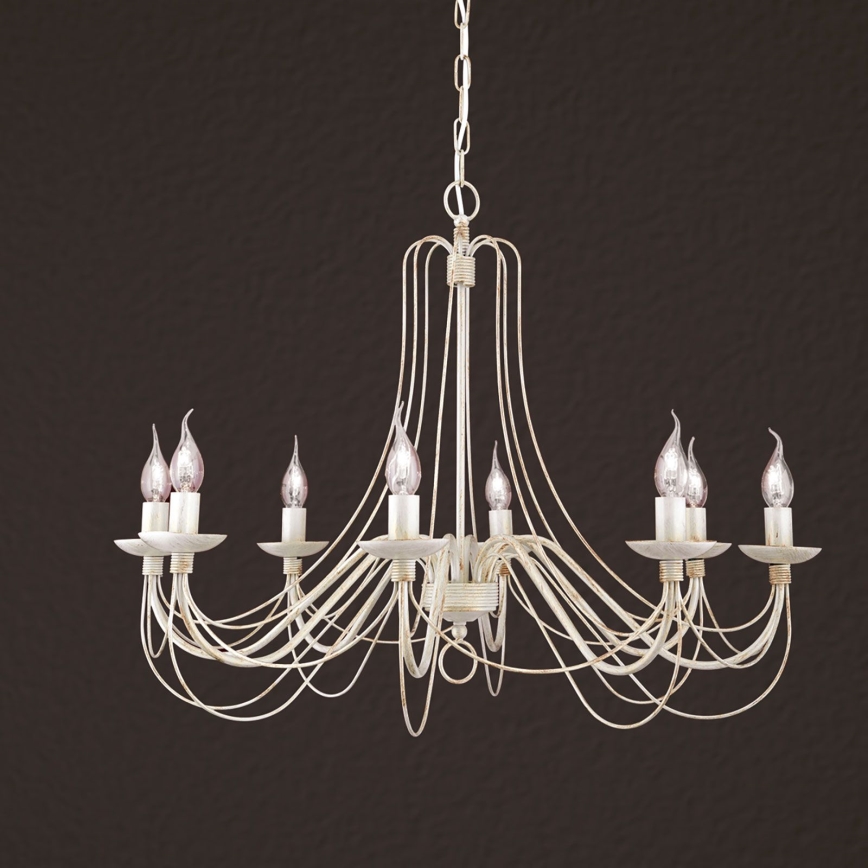 Kronleuchter an Kette VELA 8xE14/40W/230V d 80 cm weiß/golden/Patina