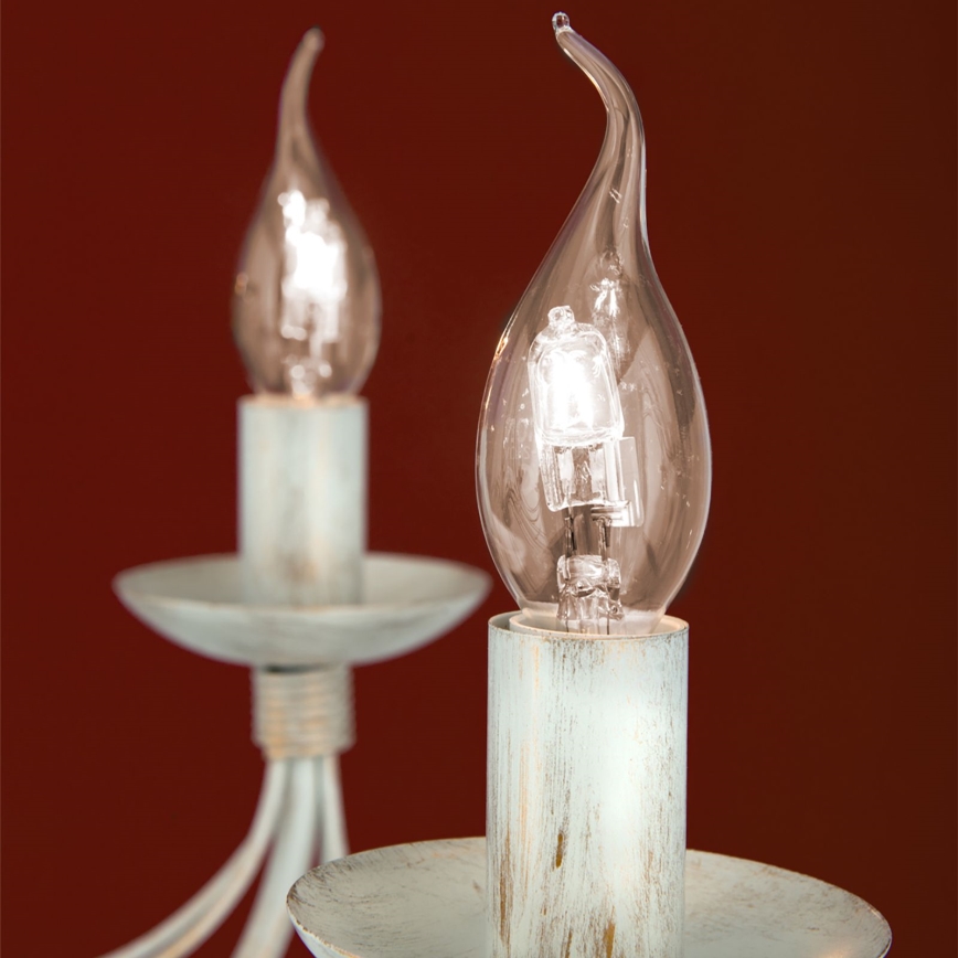 Kronleuchter an Kette VELA 8xE14/40W/230V d 80 cm weiß/golden/Patina