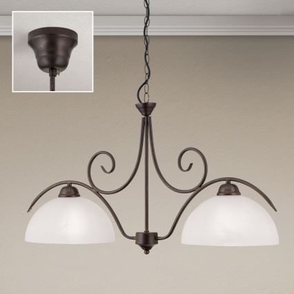 Kronleuchter mit Kette RULA 2xE27/40W/230V weiß/bronze
