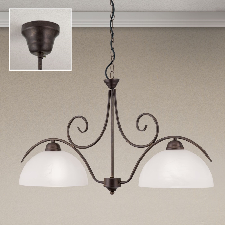 Kronleuchter mit Kette RULA 2xE27/40W/230V weiß/bronze