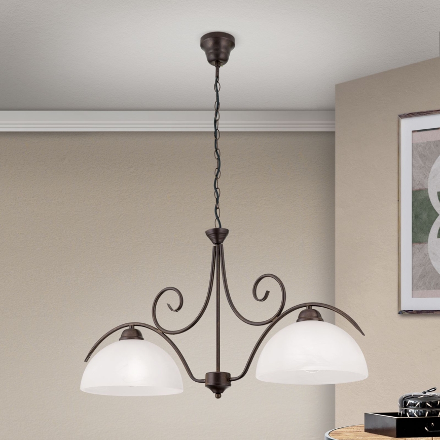 Kronleuchter mit Kette RULA 2xE27/40W/230V weiß/bronze