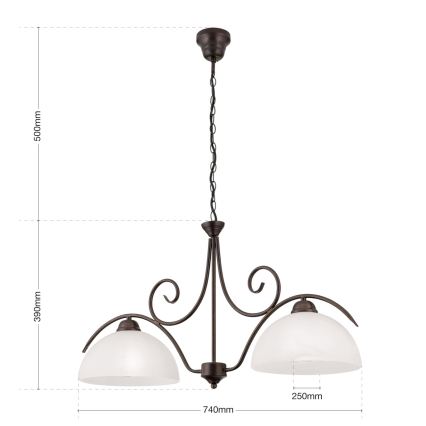 Kronleuchter mit Kette RULA 2xE27/40W/230V weiß/bronze