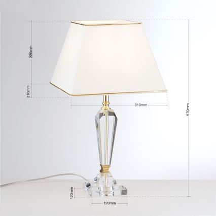 Kristall-Tischleuchte VERONIQUE 1xE27/60W/230V cremefarben/golden