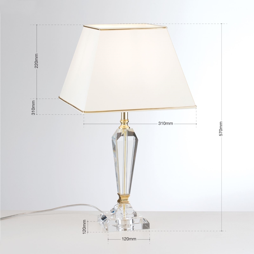 Kristall-Tischleuchte VERONIQUE 1xE27/60W/230V cremefarben/golden