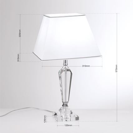 Kristall-Tischleuchte VERONIQUE 1xE27/60W/230V weiß/Chrom