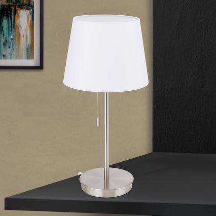 Tischleuchte mit USB-Anschluss LUDWIG 1xE27/40W/230V 50 cm weiß/matt Chrom