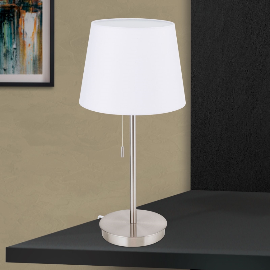 Tischleuchte mit USB-Anschluss LUDWIG 1xE27/40W/230V 50 cm weiß/matt Chrom