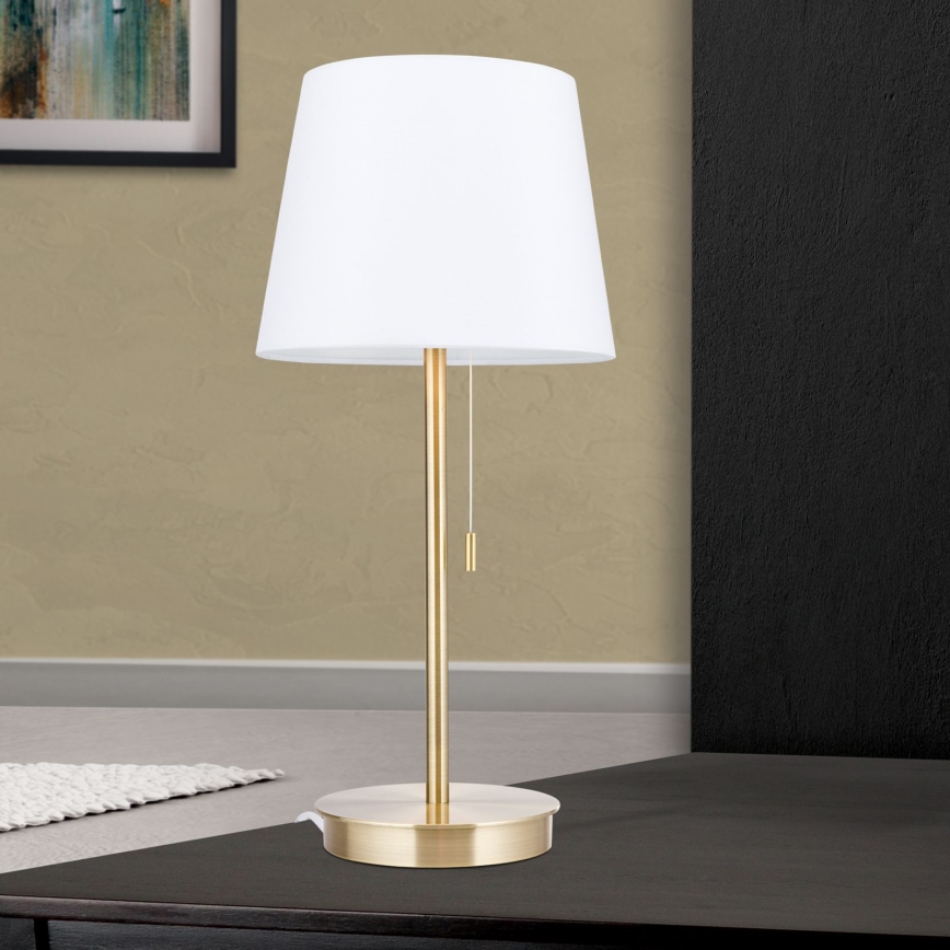 Tischleuchte mit USB-Anschluss LUDWIG 1xE27/40W/230V 50 cm weiß/golden