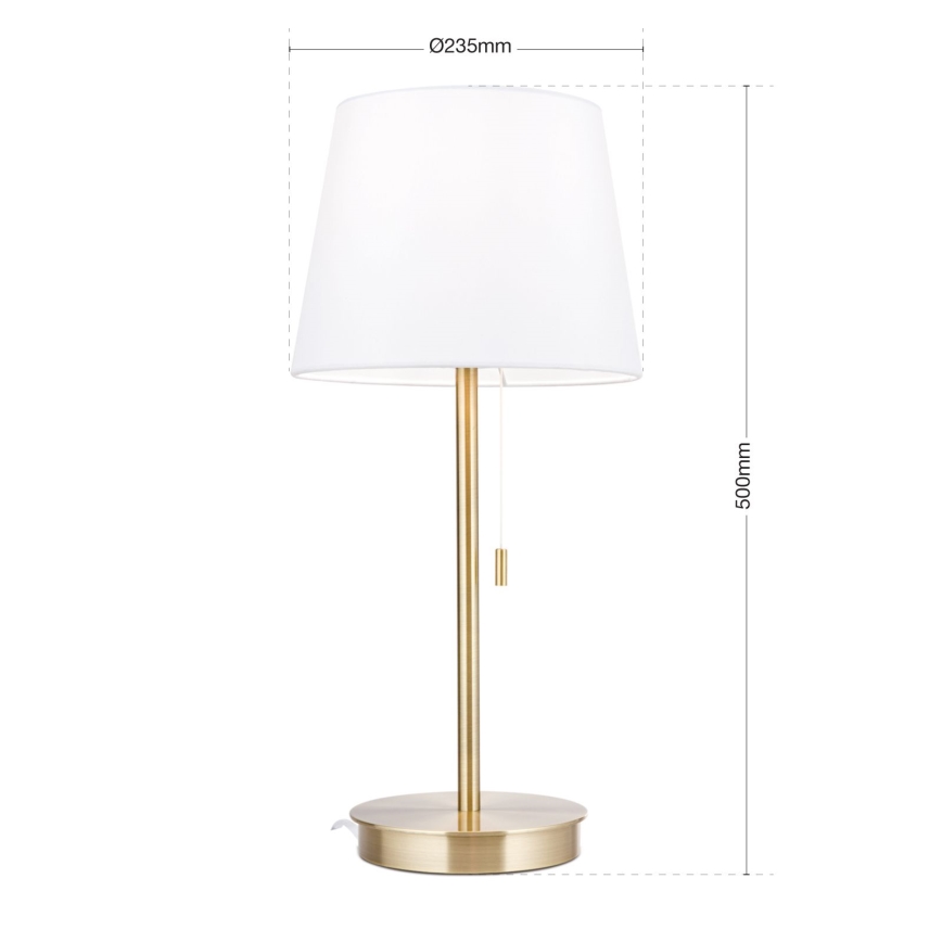 Tischleuchte mit USB-Anschluss LUDWIG 1xE27/40W/230V 50 cm weiß/golden