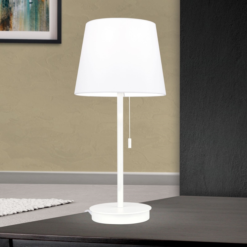 Tischleuchte mit USB-Anschluss LUDWIG 1xE27/40W/230V 50 cm weiß