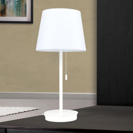 Tischleuchte mit USB-Anschluss LUDWIG 1xE27/40W/230V 50 cm weiß