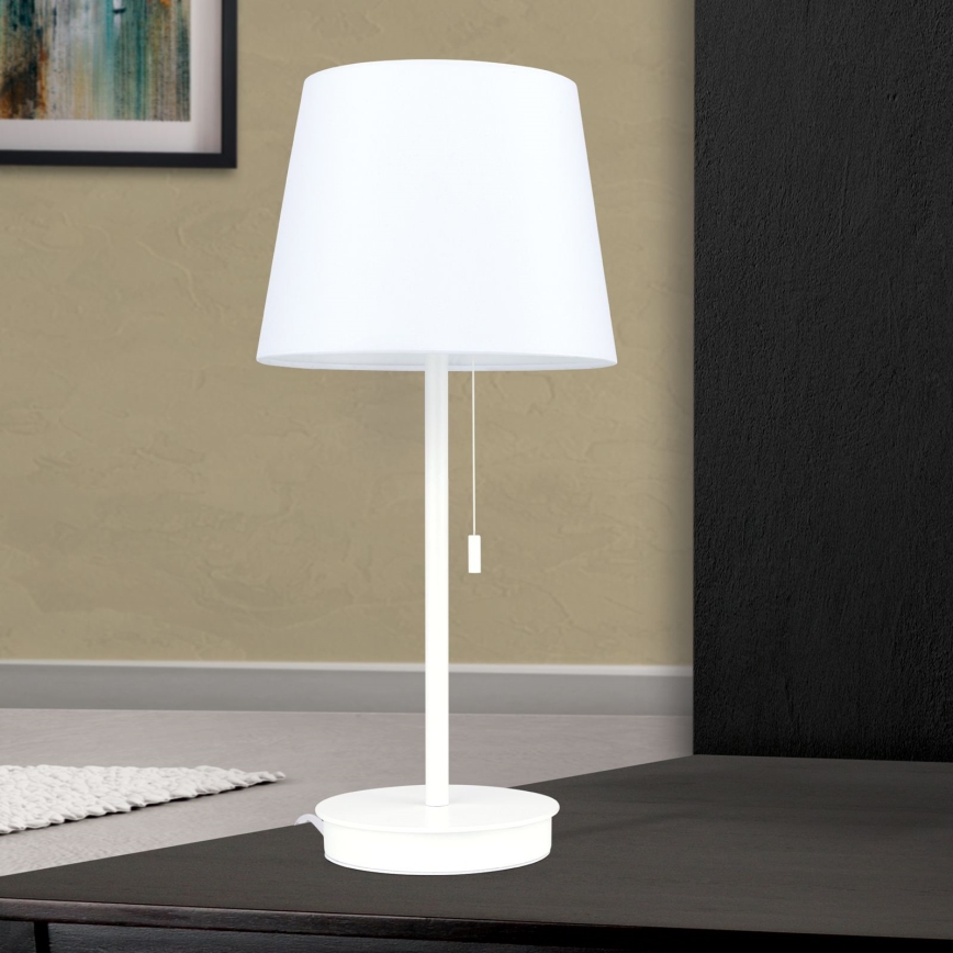 Tischleuchte mit USB-Anschluss LUDWIG 1xE27/40W/230V 50 cm weiß